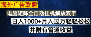 海外广告联盟每天几分钟日入1000+无脑操作,可矩阵并附有管道收益-秋鱼网创