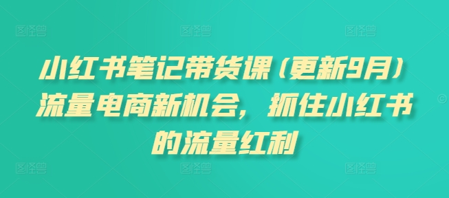 小红书笔记带货课(更新25年3月)流量电商新机会，抓住小红书的流量红利-秋鱼网创