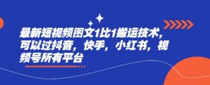 最新短视频图文1比1搬运技术，可以过抖音，快手，小红书，视频号所有平台-秋鱼网创