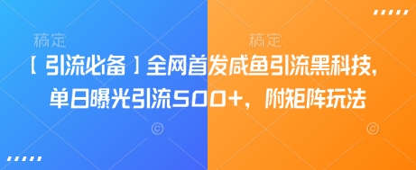 【引流必备】全网首发咸鱼引流黑科技，单日曝光引流500+，附矩阵玩法【揭秘】-秋鱼网创