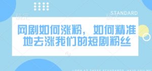 网剧如何涨粉，如何精准地去涨我们的短剧粉丝-秋鱼网创
