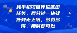 纯手机项目评论截图任务，两分钟一块钱 任务无上限多劳多得，随时随地...-秋鱼网创