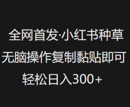 全网首发,小红书种草无脑操作,复制黏贴即可,轻松日入3张-秋鱼网创