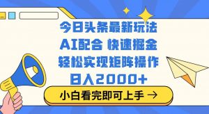 今日头条最新玩法，思路简单，复制粘贴，轻松实现矩阵日入2000+-秋鱼网创