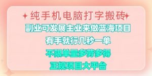 纯手机电脑打字搬砖，有手就行，几秒一单，多劳多得，正规项目大平台【揭秘】-秋鱼网创