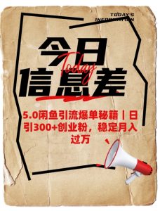 5.0闲鱼引流爆单秘籍，日引300+创业粉，稳定月入过W-秋鱼网创