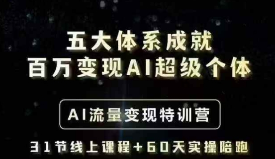 五大体系成就百万变现AI超级个体- AI流量变现特训营,一步一步教你一个人怎么年入百W-秋鱼网创