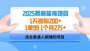 2025蓝海项目 1天涨粉200+ 1单99 1个月2万+-秋鱼网创