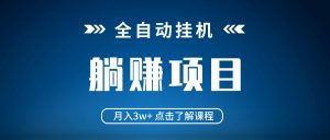 全自动挂机项目 月入3w+ 真正躺平项目 不吃电脑配置 当天见收益-秋鱼网创