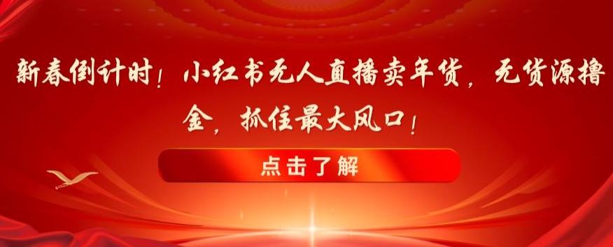 新春倒计时!小红书无人直播卖年货,无货源撸金,抓住最大风口【揭秘】