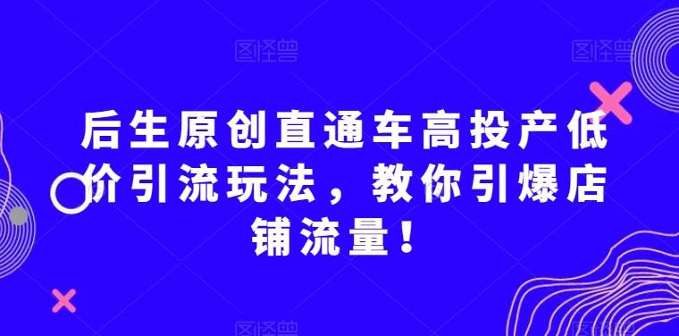 后生原创直通车高投产低价引流玩法，教你引爆店铺流量！-秋鱼网创