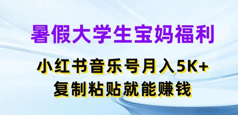 暑假大学生宝妈福利，小红书音乐号月入5000+，复制粘贴就能赚钱【揭秘】-秋鱼网创