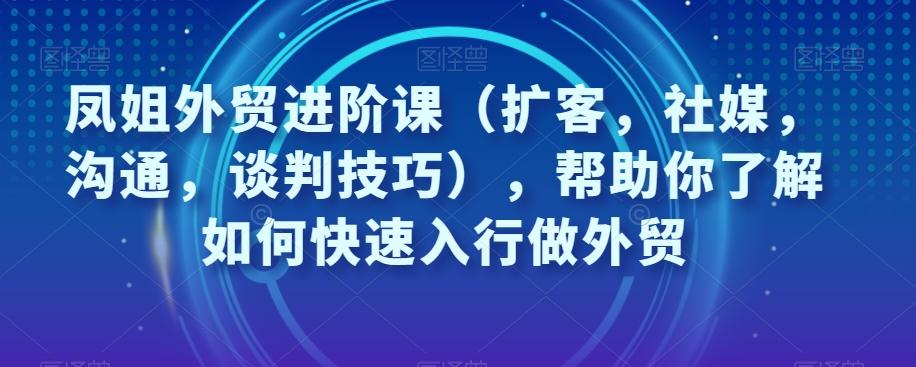 凤姐外贸进阶课（扩客，社媒，沟通，谈判技巧），帮助你了解如何快速入行做外贸-秋鱼网创