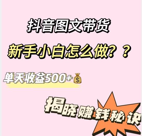 抖音图文带货，新手小白怎么做？单天收益500+【揭秘赚钱秘诀】-秋鱼网创