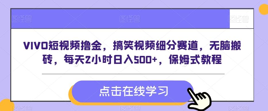 VIVO短视频撸金，搞笑视频细分赛道，无脑搬砖，每天2小时日入500+，保姆式教程-秋鱼网创