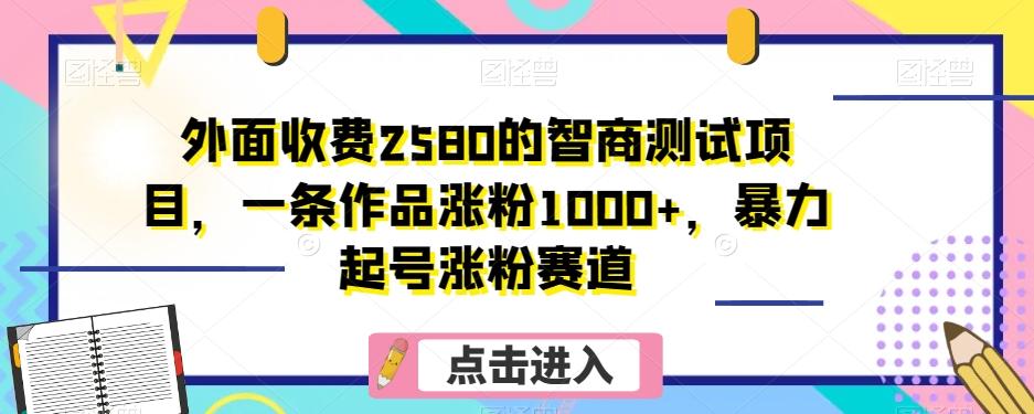 外面收费2580的智商测试项目，一条作品涨粉1000+，暴力起号涨粉赛道【揭秘】-秋鱼网创