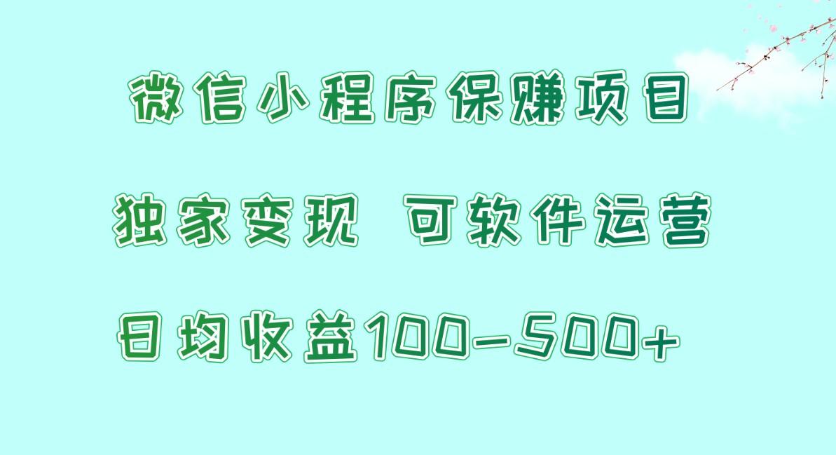 微信小程序保赚项目，日均收益100~500+，独家变现，可软件运营-秋鱼网创