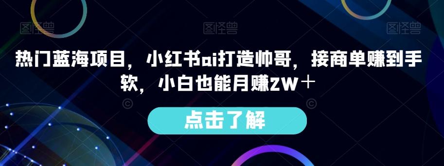 热门蓝海项目，小红书ai打造帅哥，接商单赚到手软，小白也能月赚2W＋-秋鱼网创