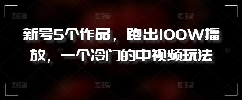 新号5个作品，跑出100W播放，一个冷门的中视频玩法【揭秘】-秋鱼网创