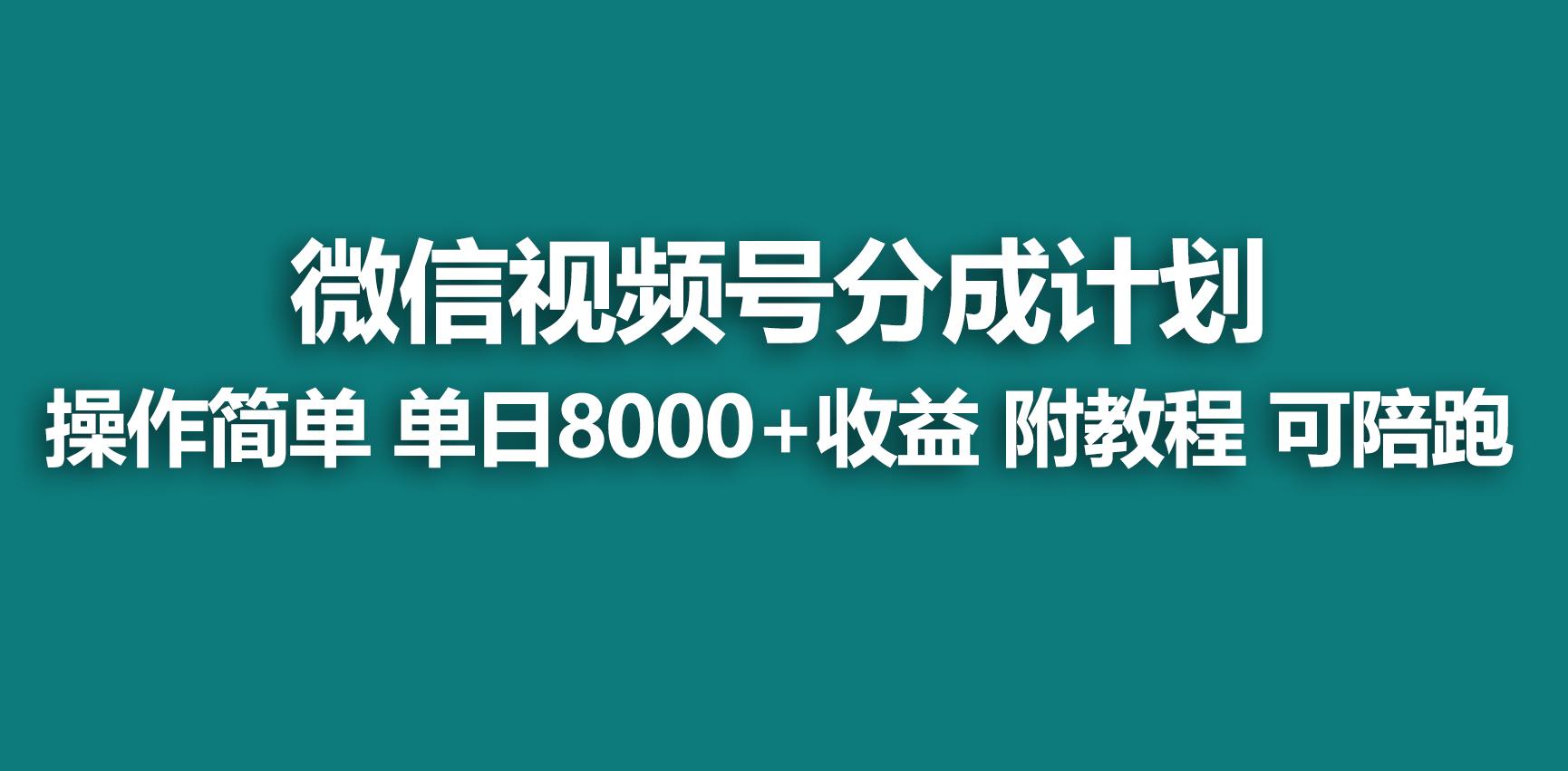 【蓝海项目】视频号分成计划，快速开通收益，单天爆单8000+，送玩法教程-秋鱼网创