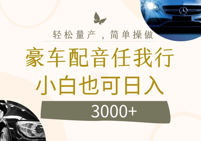 不为人知的暴力小项目，豪车配音，日入几张【揭秘】-秋鱼网创