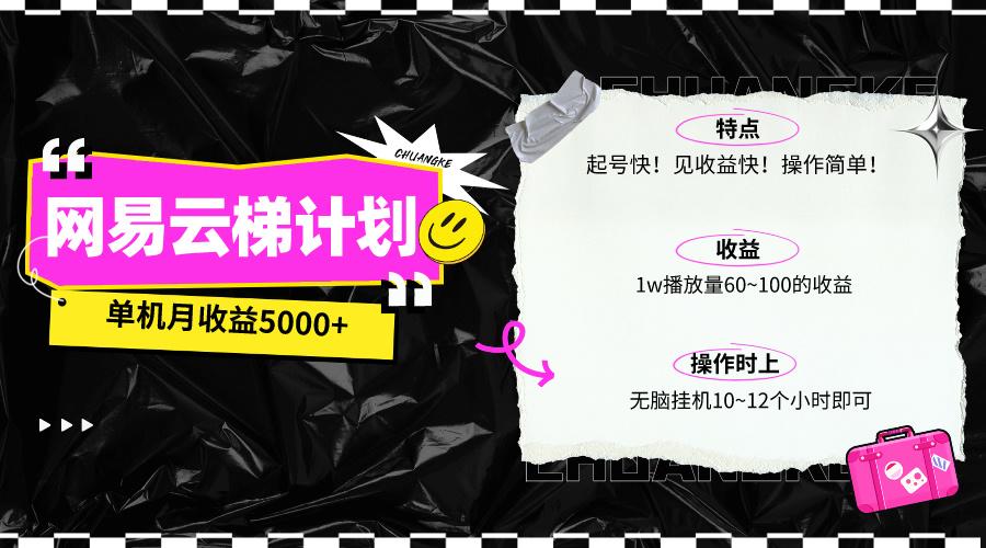 (10063期)最新网易云梯计划网页版，单机月收益5000+！可放大操作-秋鱼网创