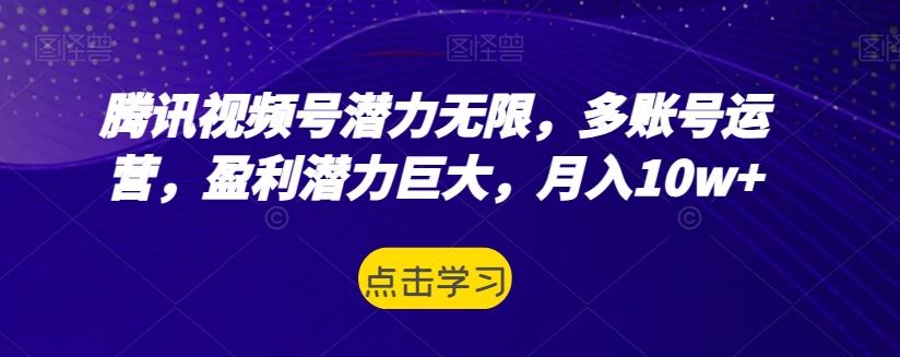腾讯视频号潜力无限，多账号运营，盈利潜力巨大，月入10w+-秋鱼网创