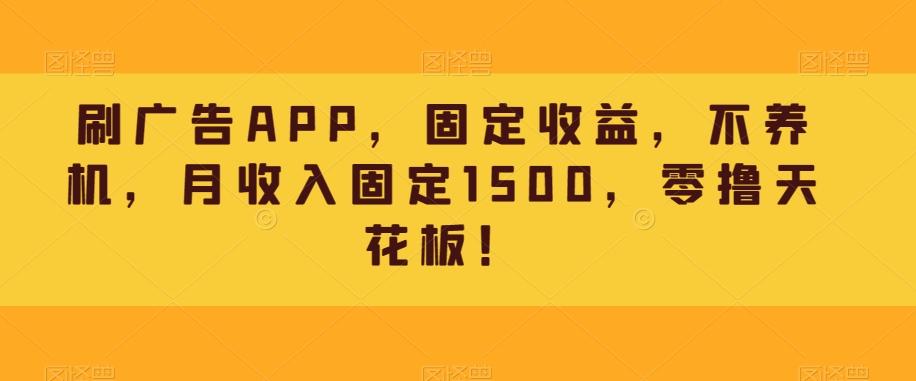 刷广告APP，固定收益，不养机，月收入固定1500，零撸天花板！-秋鱼网创