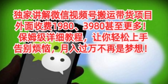 独家讲解微信视频号搬运带货项目，保姆级详细教程-秋鱼网创