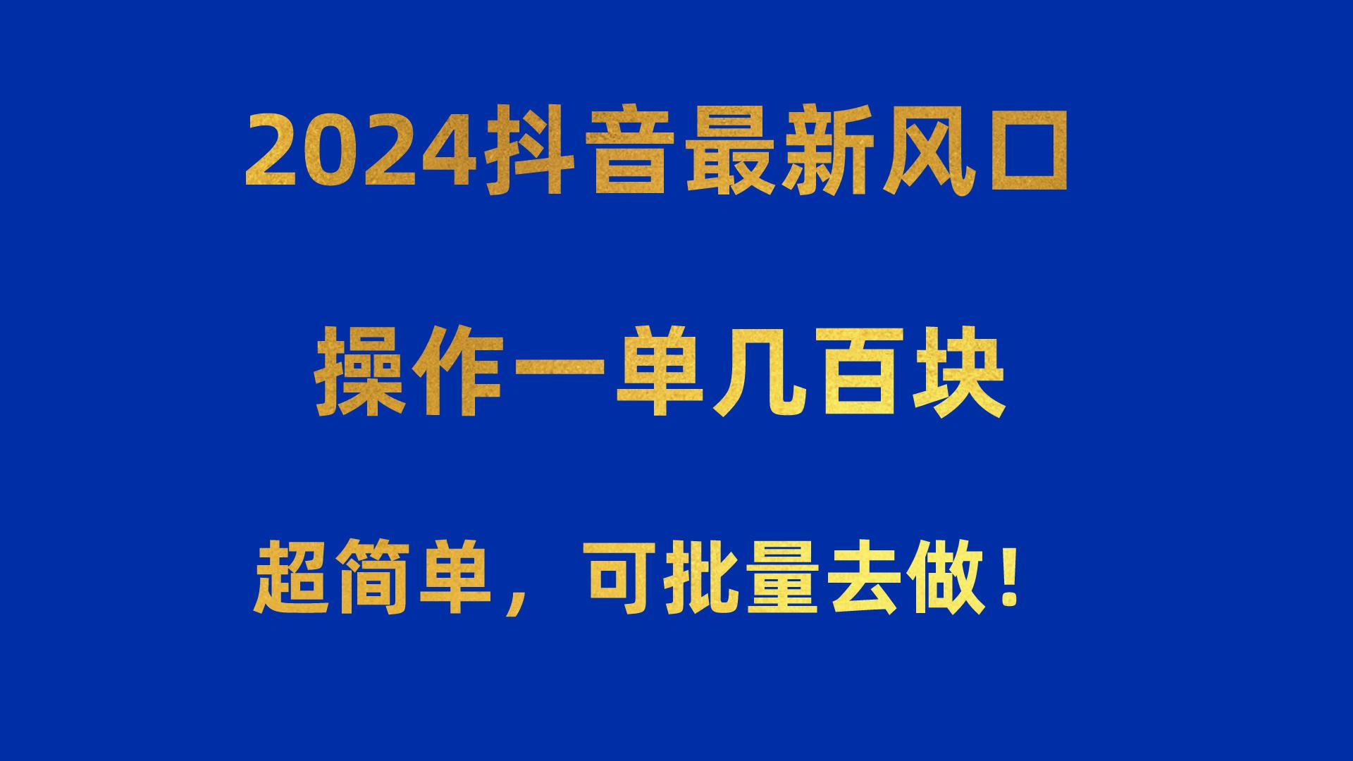 2024抖音最新风口！操作一单几百块！超简单，可批量去做！！！-秋鱼网创