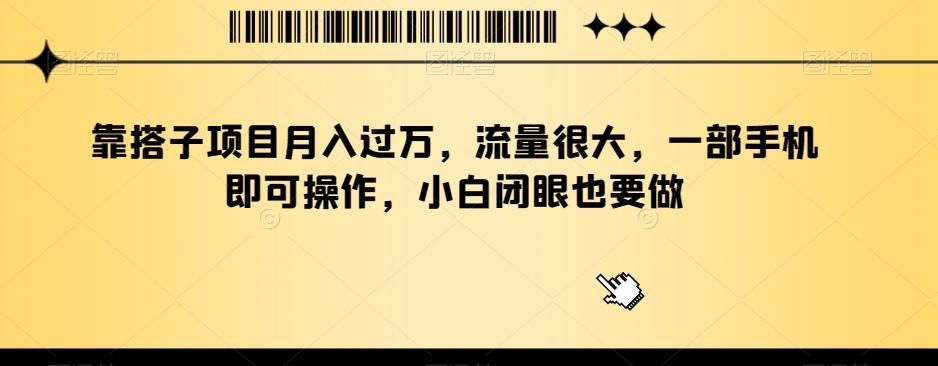 靠搭子项目月入过万，流量很大，一部手机即可操作，小白闭眼也要做-秋鱼网创