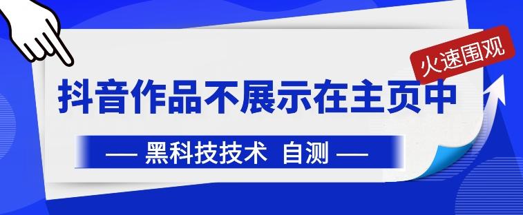 抖音黑科技：抖音作品不展示在主页中【揭秘】-秋鱼网创