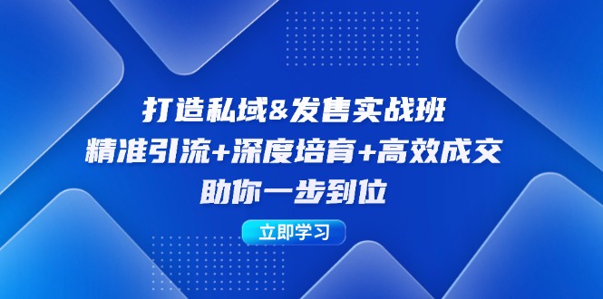 打造私域&发售实操班：精准引流+深度培育+高效成交，助你一步到位-秋鱼网创
