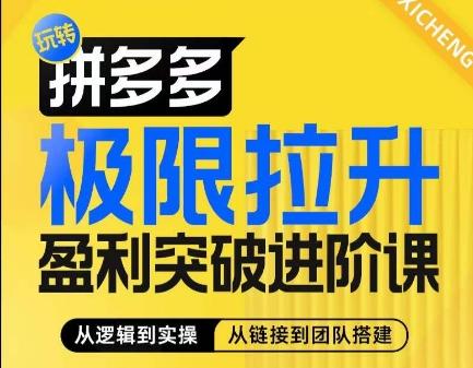 拼多多极限拉升盈利突破进阶课,从算法到玩法,从玩法到团队搭建,体系化系统性帮助商家实现利润提升