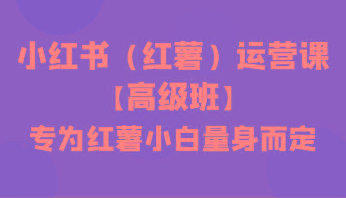 小红书(红薯)运营课【高级班】，专为红薯小白量身而定(42节课)-秋鱼网创