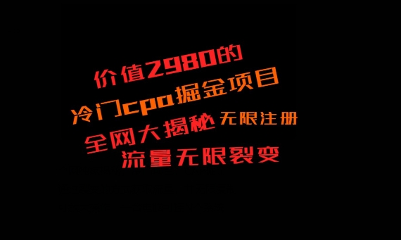 价值2980的CPA掘金项目大揭秘，号称当天收益200+，不见收益包赔双倍-秋鱼网创
