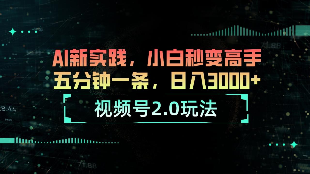 视频号2.0玩法 AI新实践，小白秒变高手五分钟一条，日入3000+-秋鱼网创