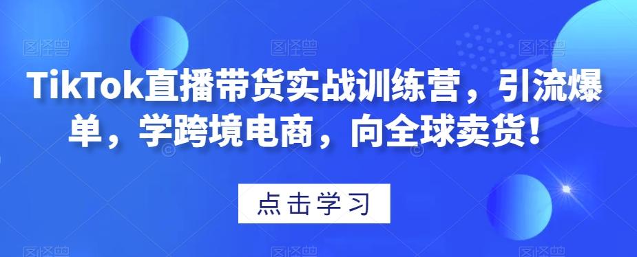 TikTok直播带货实战训练营，引流爆单，学跨境电商，向全球卖货！-秋鱼网创