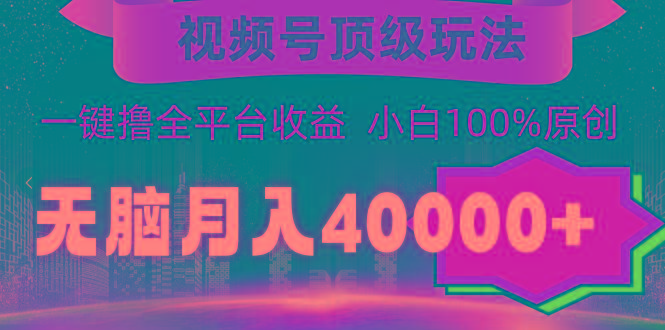 (9281期)视频号顶级玩法，无脑月入40000+，一键撸全平台收益，纯小白也能100%原创-秋鱼网创