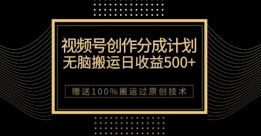 最新视频号创作分成计划，无脑搬运一天收益500+，100%搬运过原创技巧【揭秘】-秋鱼网创