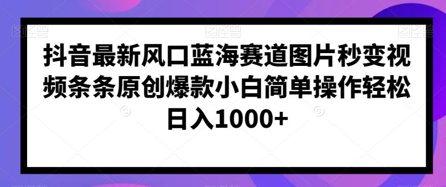 抖音最新风口蓝海赛道图片秒变视频条条原创爆款小白简单操作轻松日入1000+-秋鱼网创