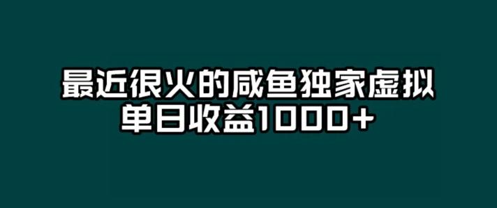 最近很火的咸鱼独家虚拟，单日收益1000+-秋鱼网创
