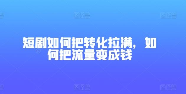 短剧如何把转化拉满，如何把流量变成钱-秋鱼网创