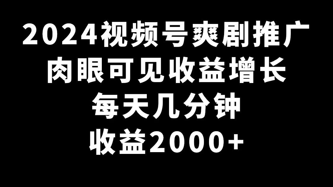 2024视频号爽剧推广，肉眼可见的收益增长，每天几分钟收益2000+-秋鱼网创