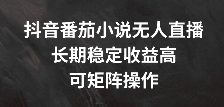抖音番茄小说无人直播，长期稳定收益高，可矩阵操作【揭秘】-秋鱼网创
