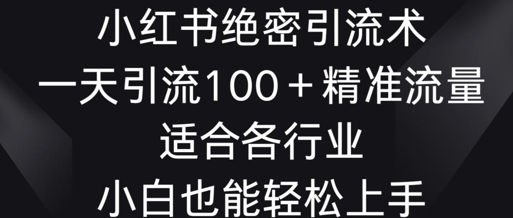 小红书绝密引流术，一天引流100+精准流量，适合各个行业，小白也能轻松上手【揭秘】-秋鱼网创
