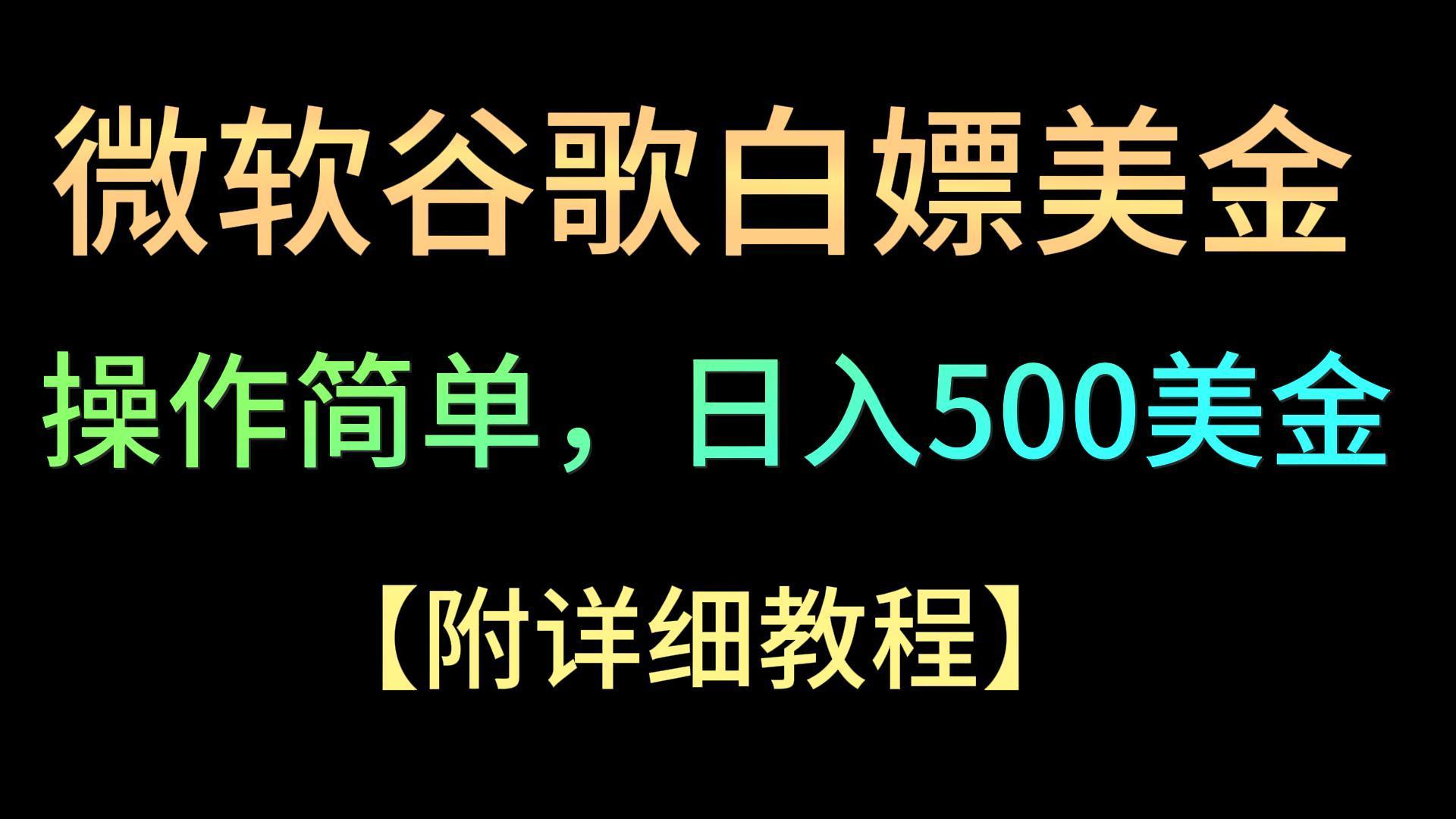 微软谷歌项目3.0，轻松日赚500+美金，操作简单，小白也可轻松入手！-秋鱼网创