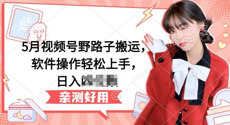 5月视频号野路子搬运，软件操作轻松上手，日入三位数【揭秘】-秋鱼网创