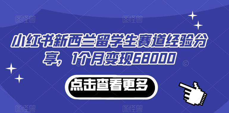 小红书新西兰留学生赛道经验分享,1个月变现68000【揭秘】