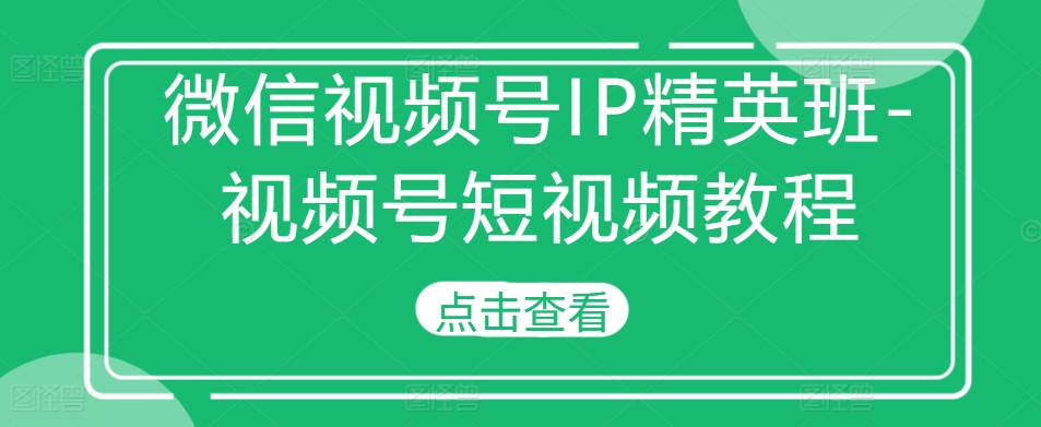 微信视频号IP精英班-视频号短视频教程-秋鱼网创